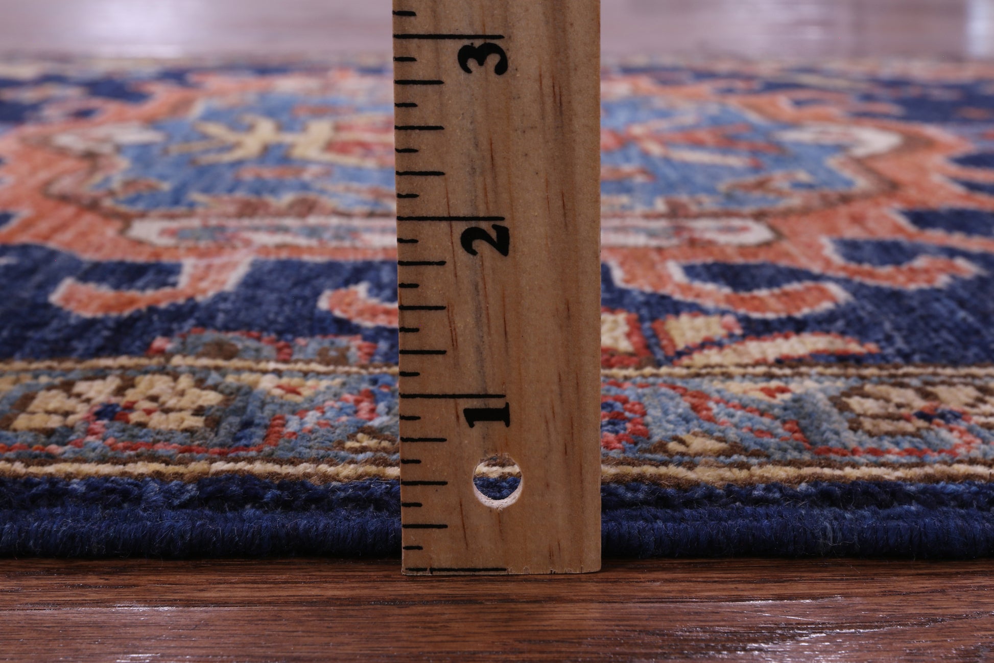 Blue Persian Fine Serapi Hand Knotted Wool Runner Rug - 2' 7" X 10' 1" - Golden Nile