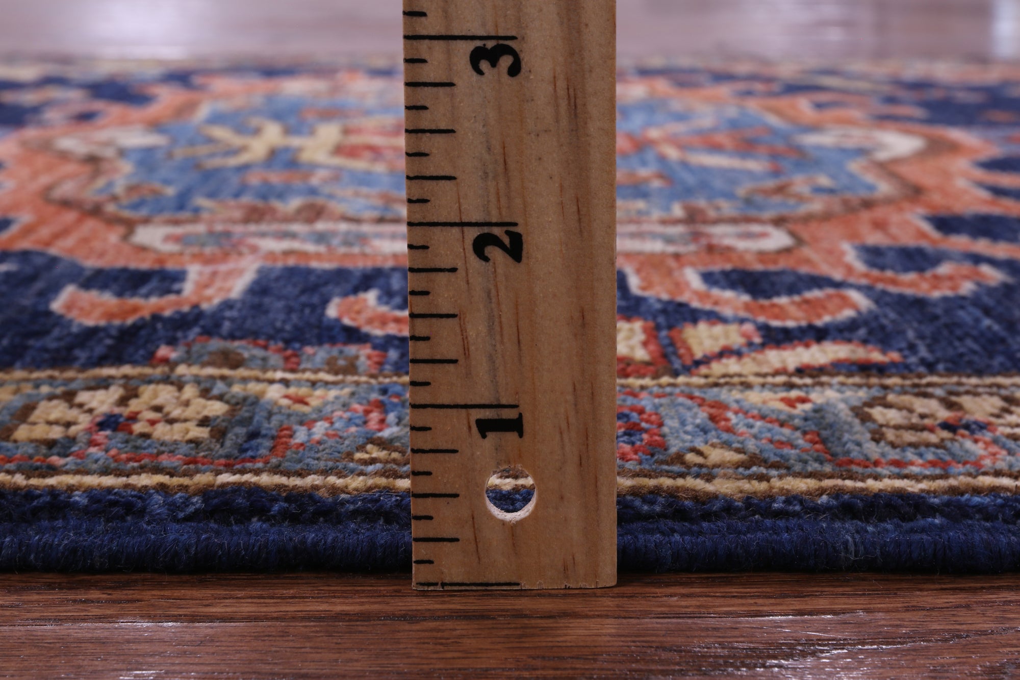 Blue Persian Fine Serapi Hand Knotted Wool Runner Rug - 2' 7" X 10' 1" - Golden Nile