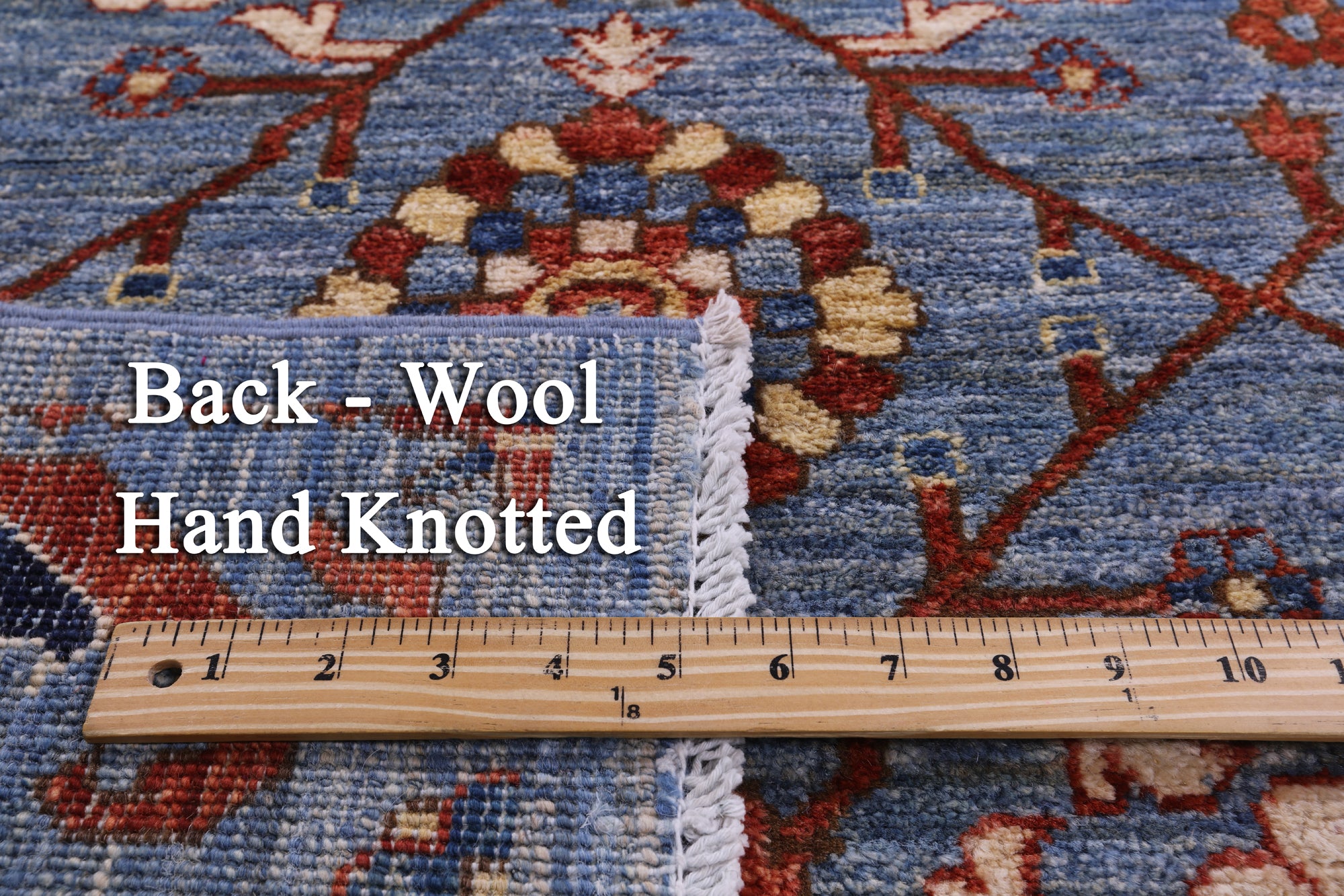 Blue Persian Fine Serapi Hand Knotted Wool Runner Rug - 2' 6" X 11' 6" - Golden Nile