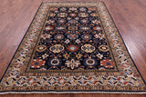 Blue Persian Fine Serapi Handmade Wool Rug - 6' 2" X 9' 1" - Golden Nile