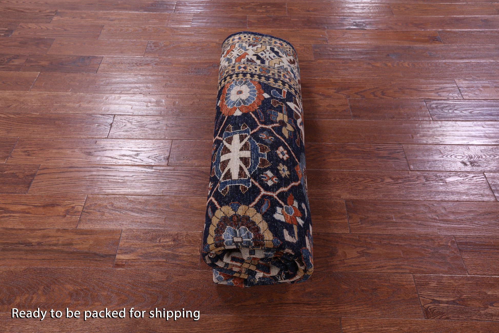 Blue Persian Fine Serapi Handmade Wool Rug - 6' 2" X 9' 1" - Golden Nile