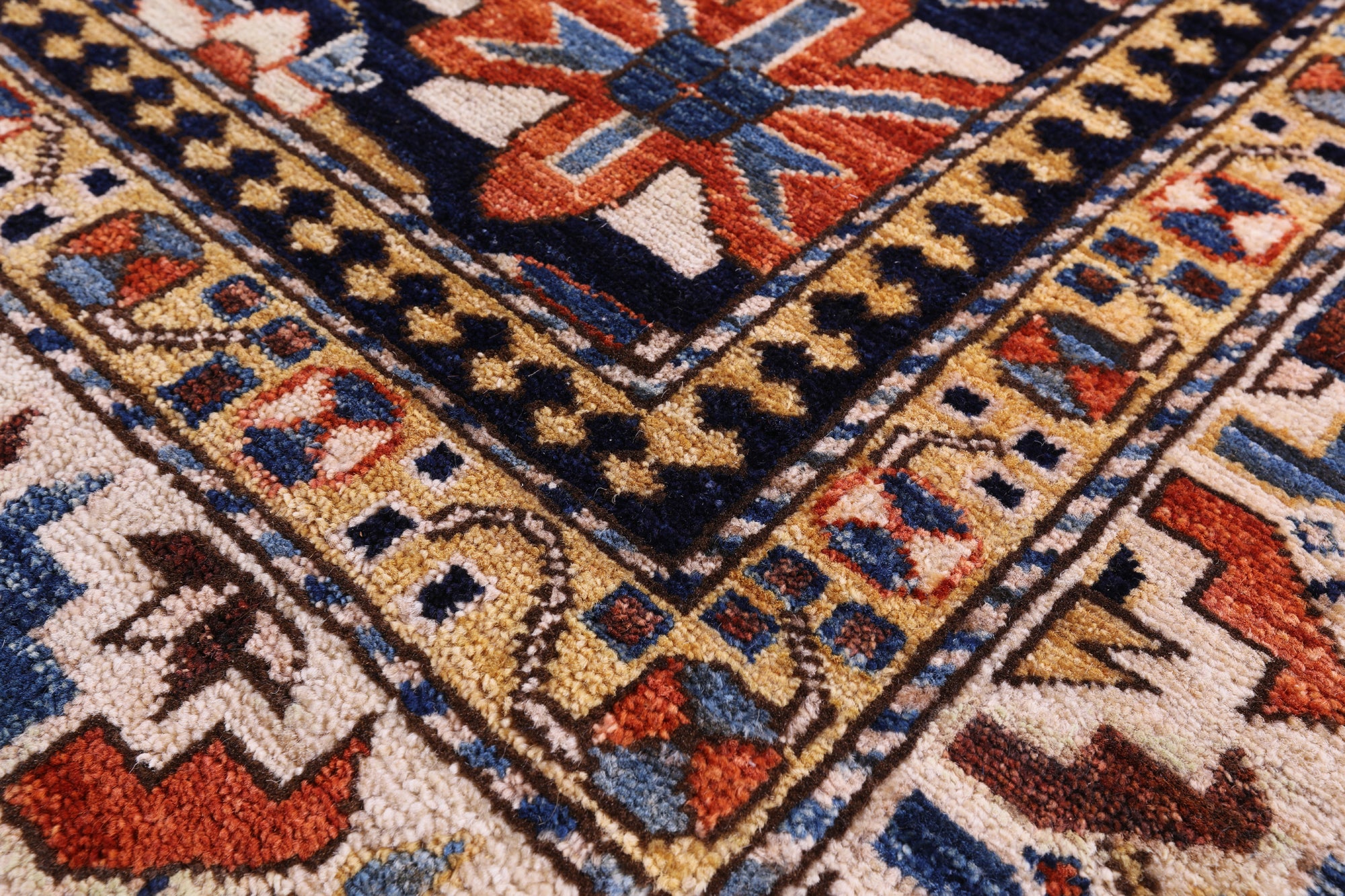 Blue Persian Fine Serapi Handmade Wool Rug - 6' 2" X 9' 1" - Golden Nile