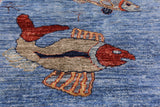 Blue Fish Design Persian Gabbeh Hand Knotted Wool Rug - 6' 1" X 8' 8" - Golden Nile