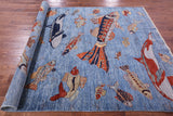 Blue Fish Design Persian Gabbeh Hand Knotted Wool Rug - 6' 1" X 8' 8" - Golden Nile