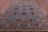Grey Persian Fine Serapi Hand Knotted Wool Rug - 8' 0" X 10' 1" - Golden Nile