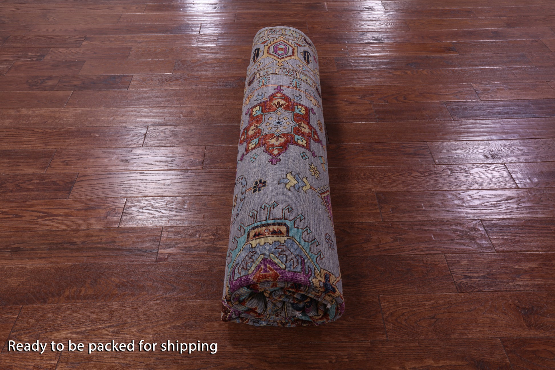 Grey Persian Fine Serapi Hand Knotted Wool Rug - 8' 0" X 10' 1" - Golden Nile