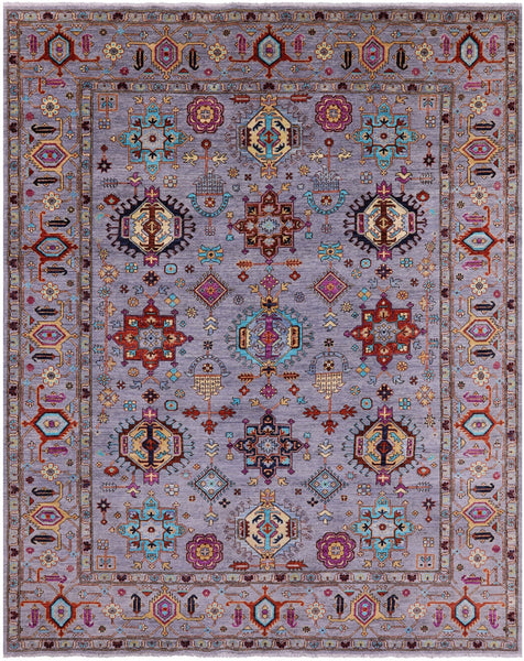 Grey Persian Fine Serapi Hand Knotted Wool Rug - 8' 0" X 10' 1" - Golden Nile