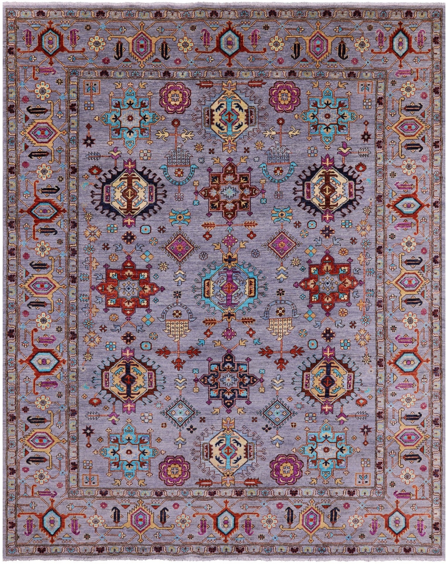 Grey Persian Fine Serapi Hand Knotted Wool Rug - 8' 0" X 10' 1" - Golden Nile