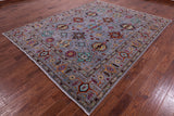 Grey Persian Fine Serapi Hand Knotted Wool Rug - 8' 0" X 10' 1" - Golden Nile