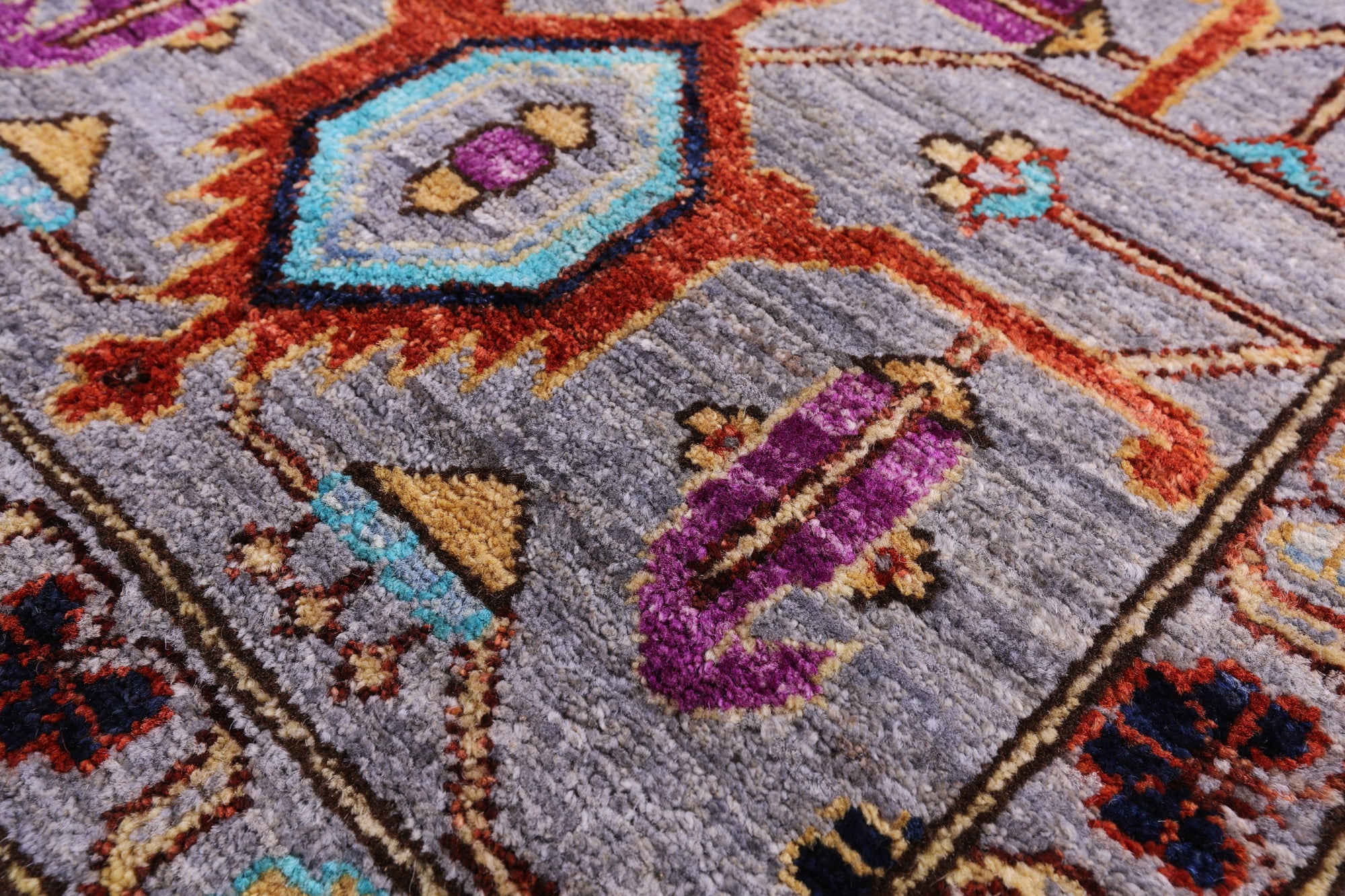 Grey Persian Fine Serapi Hand Knotted Wool Rug - 8' 0" X 10' 1" - Golden Nile