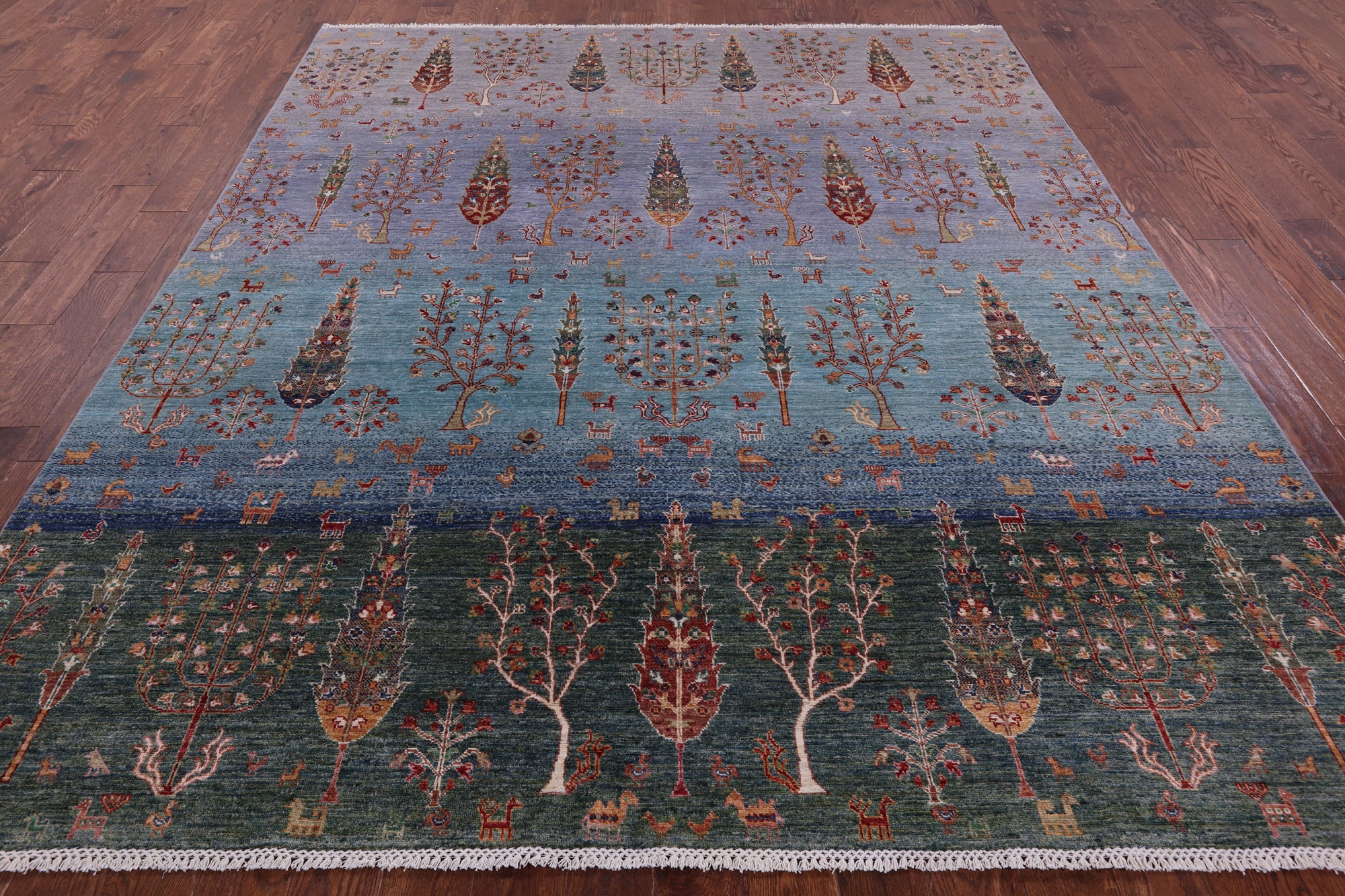 Tribal Persian Gabbeh Handmade Wool Rug - 8' 2" X 9' 9" - Golden Nile