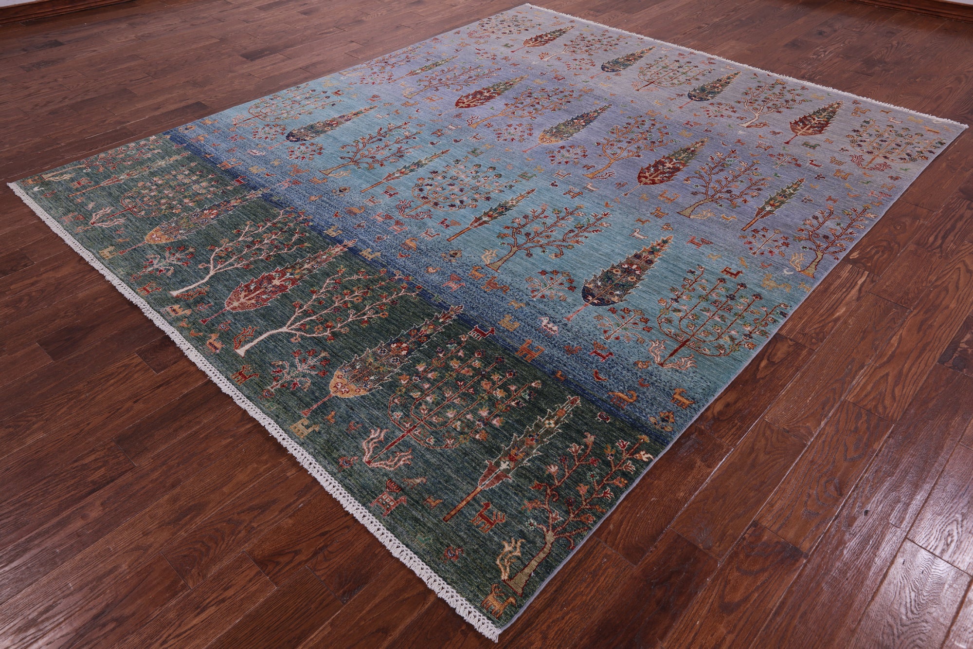 Tribal Persian Gabbeh Handmade Wool Rug - 8' 2" X 9' 9" - Golden Nile