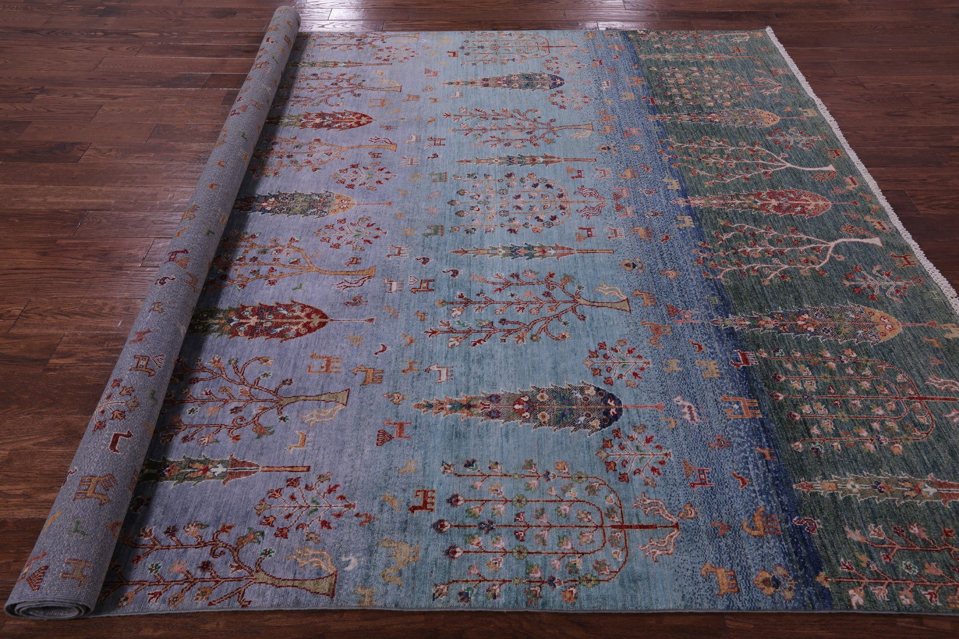 Tribal Persian Gabbeh Handmade Wool Rug - 8' 2" X 9' 9" - Golden Nile