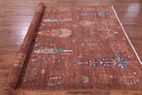 Brown Tribal Persian Gabbeh Hand Knotted Wool Rug - 7' 0" X 9' 7" - Golden Nile