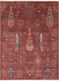 Brown Tribal Persian Gabbeh Hand Knotted Wool Rug - 7' 0" X 9' 7" - Golden Nile