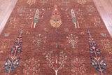 Brown Tribal Persian Gabbeh Hand Knotted Wool Rug - 7' 0" X 9' 7" - Golden Nile
