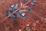 Brown Tribal Persian Gabbeh Hand Knotted Wool Rug - 7' 0" X 9' 7" - Golden Nile