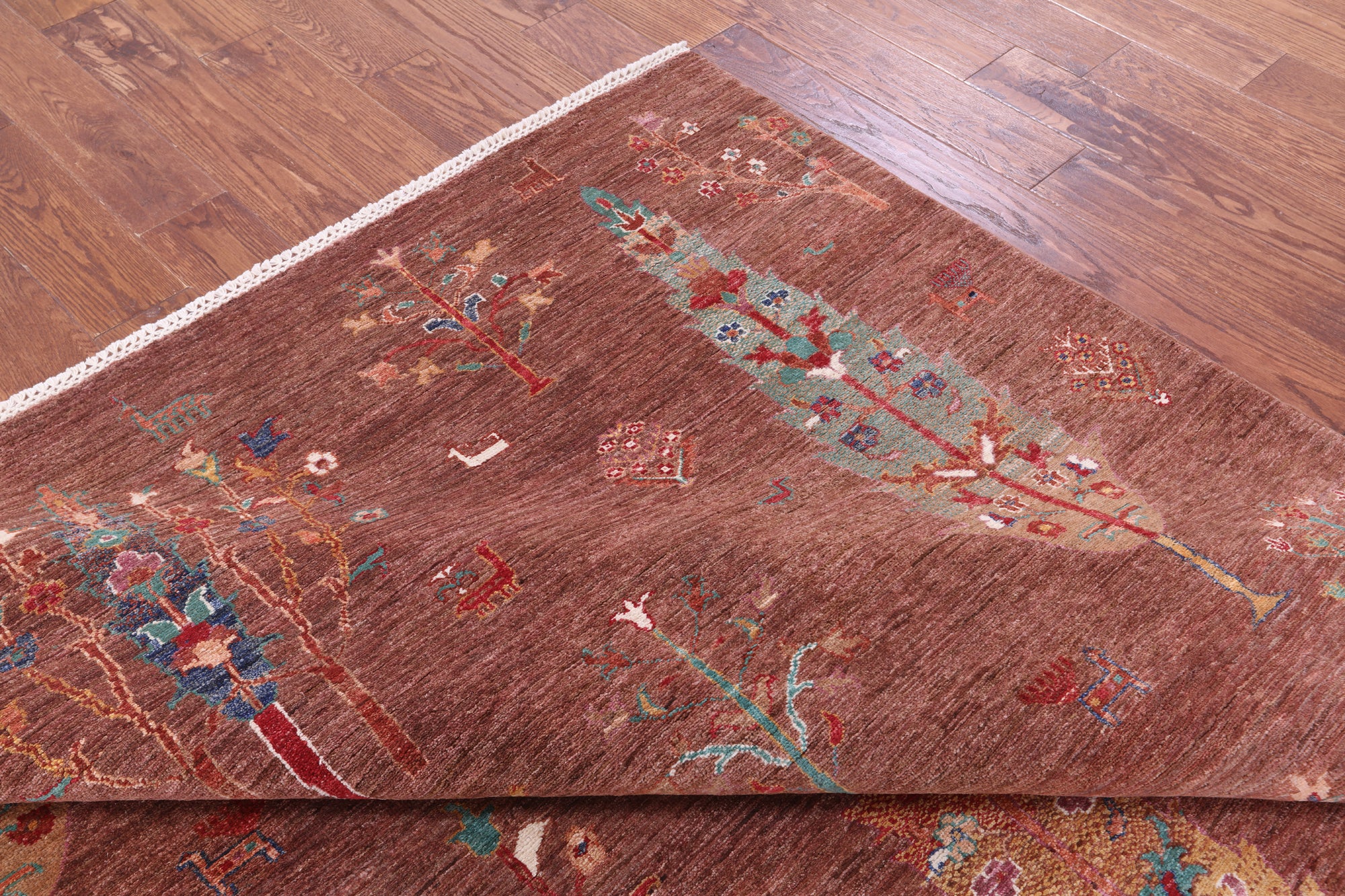 Brown Tribal Persian Gabbeh Hand Knotted Wool Rug - 7' 0" X 9' 7" - Golden Nile