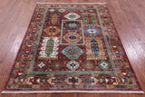 Turkmen Ersari Hand Knotted Wool Rug - 5' 0" X 6' 5" - Golden Nile