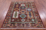 Turkmen Ersari Hand Knotted Wool Rug - 5' 0" X 6' 5" - Golden Nile