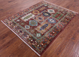 Turkmen Ersari Hand Knotted Wool Rug - 5' 0" X 6' 5" - Golden Nile