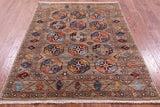 Turkmen Ersari Handmade Wool Rug - 5' 1" X 6' 7" - Golden Nile