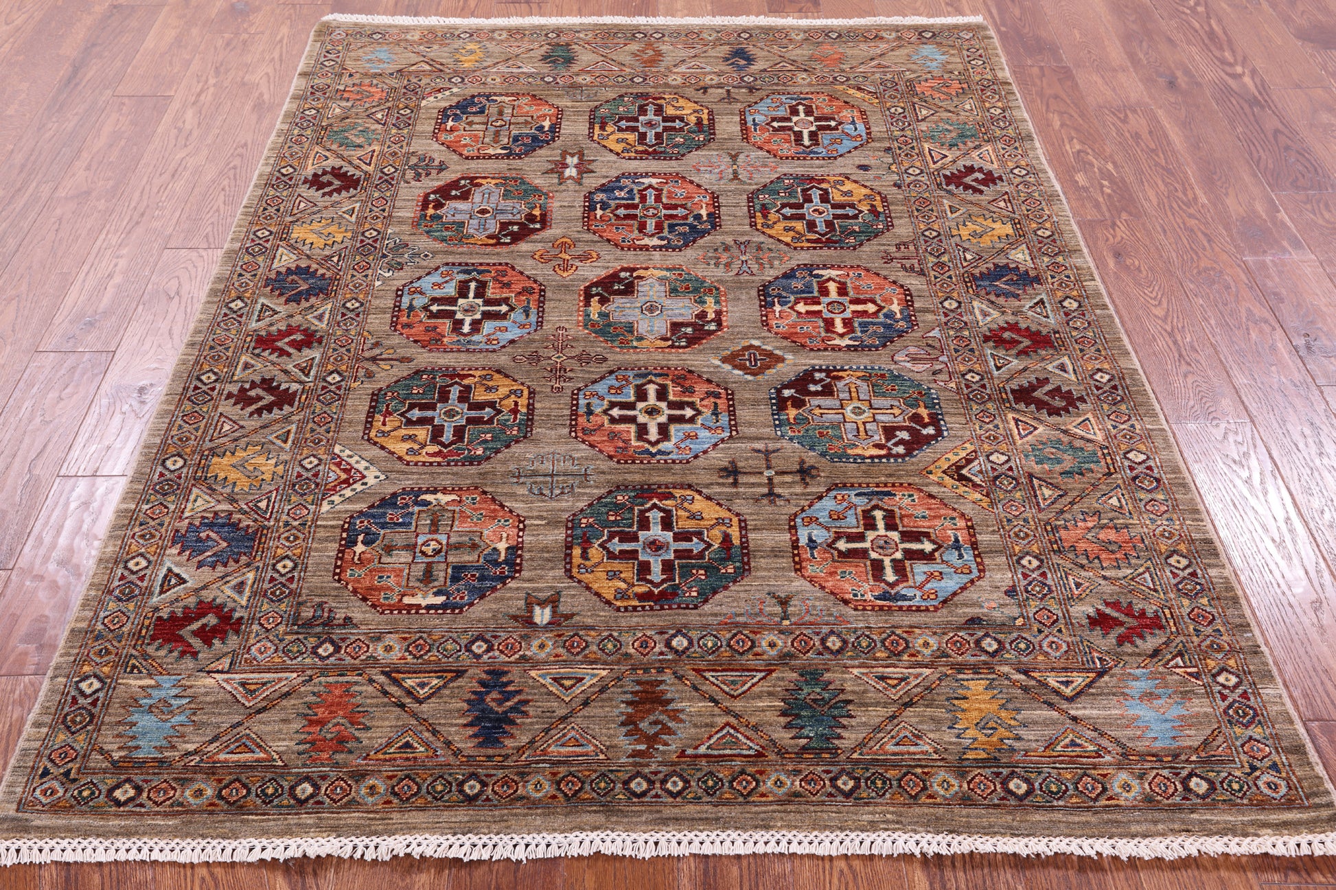 Turkmen Ersari Handmade Wool Rug - 5' 1" X 6' 7" - Golden Nile