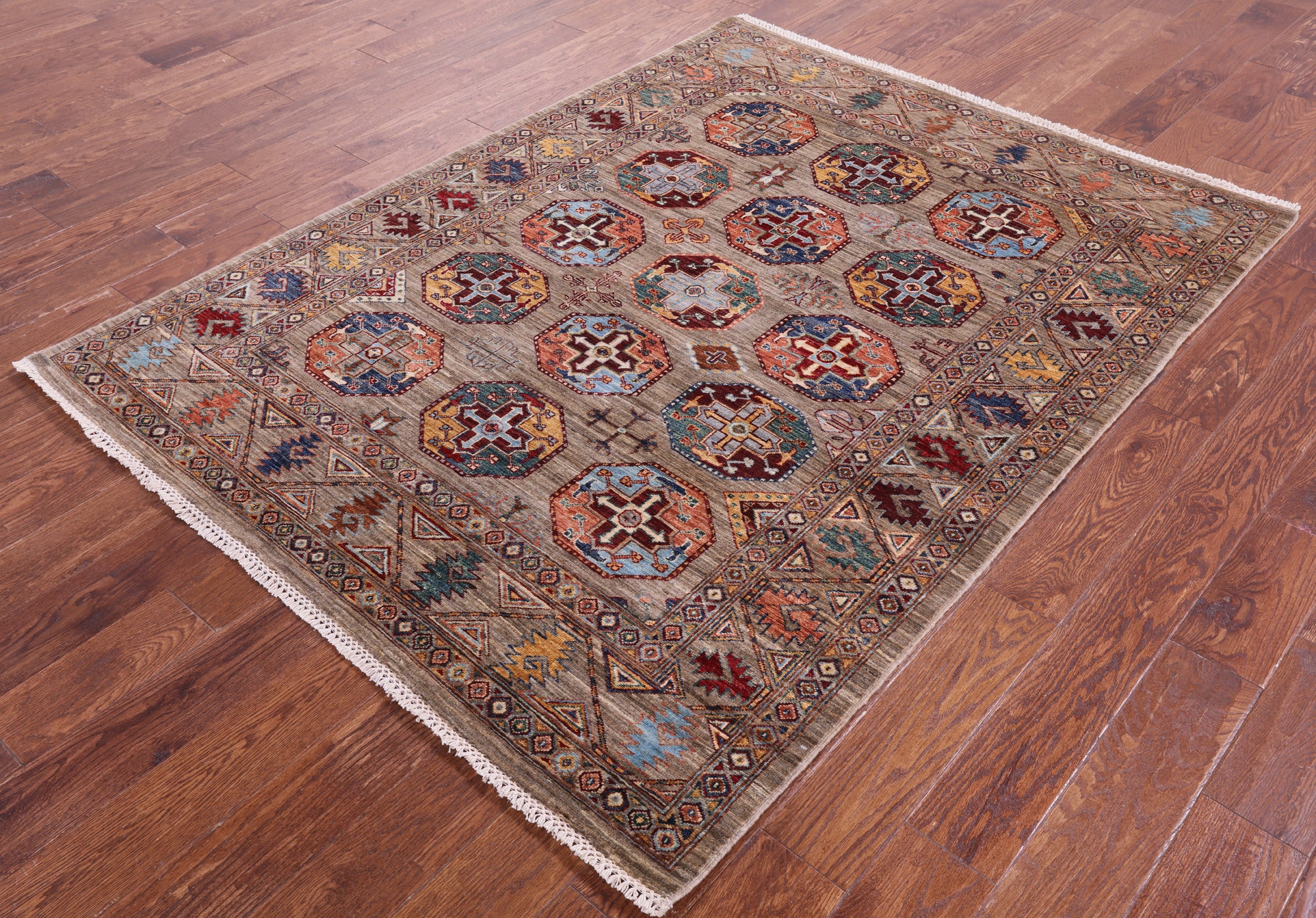 Turkmen Ersari Handmade Wool Rug - 5' 1" X 6' 7" - Golden Nile
