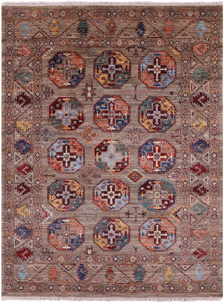 Turkmen Ersari Handmade Wool Rug - 5' 1" X 6' 7" - Golden Nile