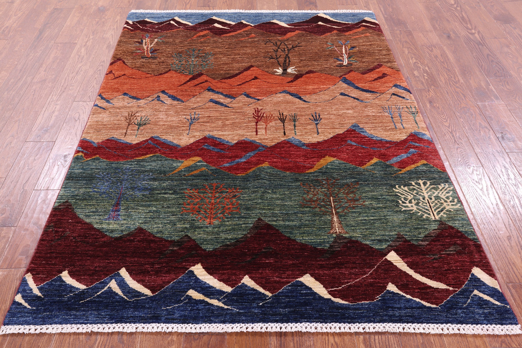 Tribal Persian Gabbeh Hand Knotted Wool Rug - 5' 0" X 6' 7" - Golden Nile