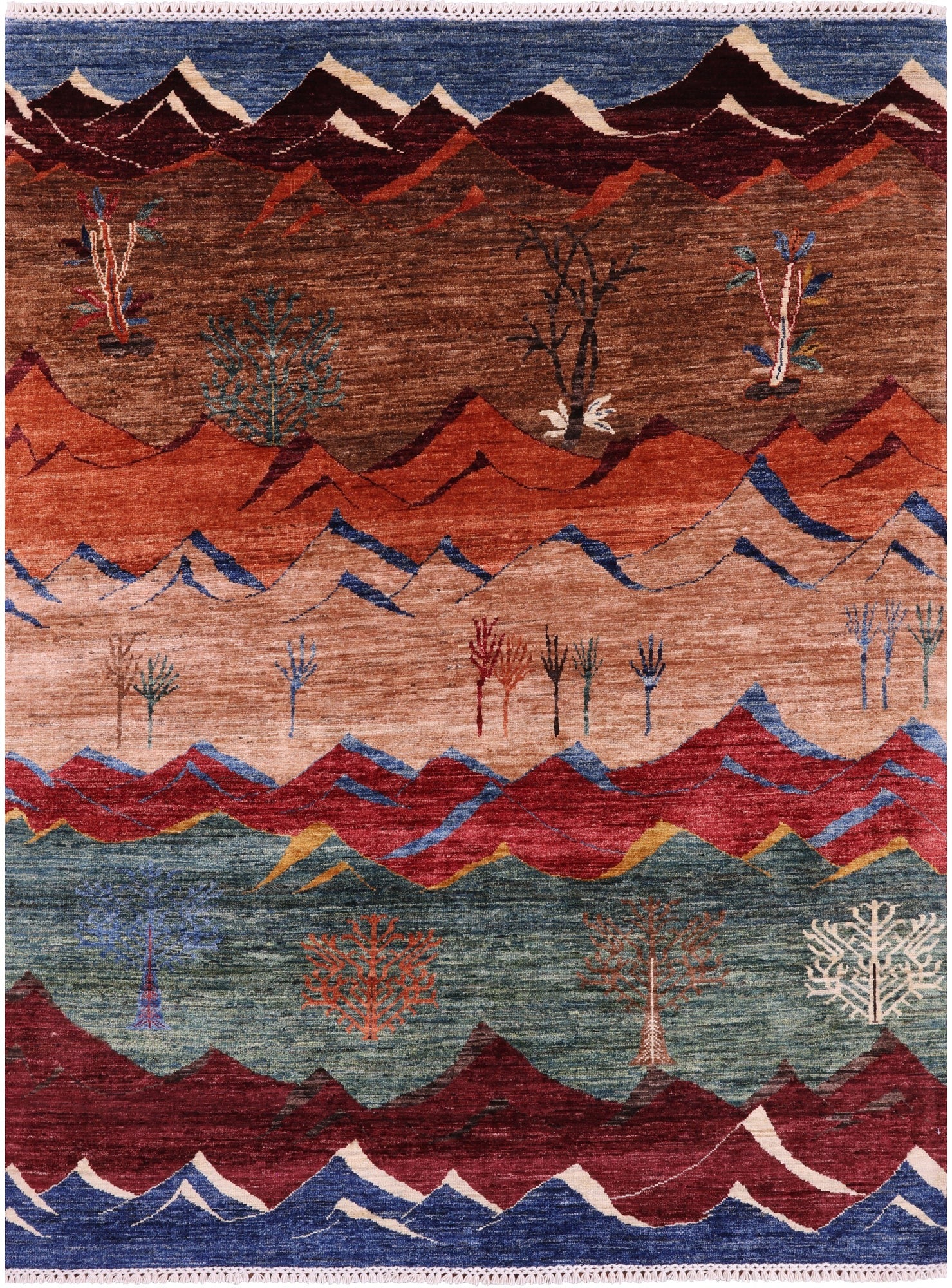 Tribal Persian Gabbeh Hand Knotted Wool Rug - 5' 0" X 6' 7" - Golden Nile