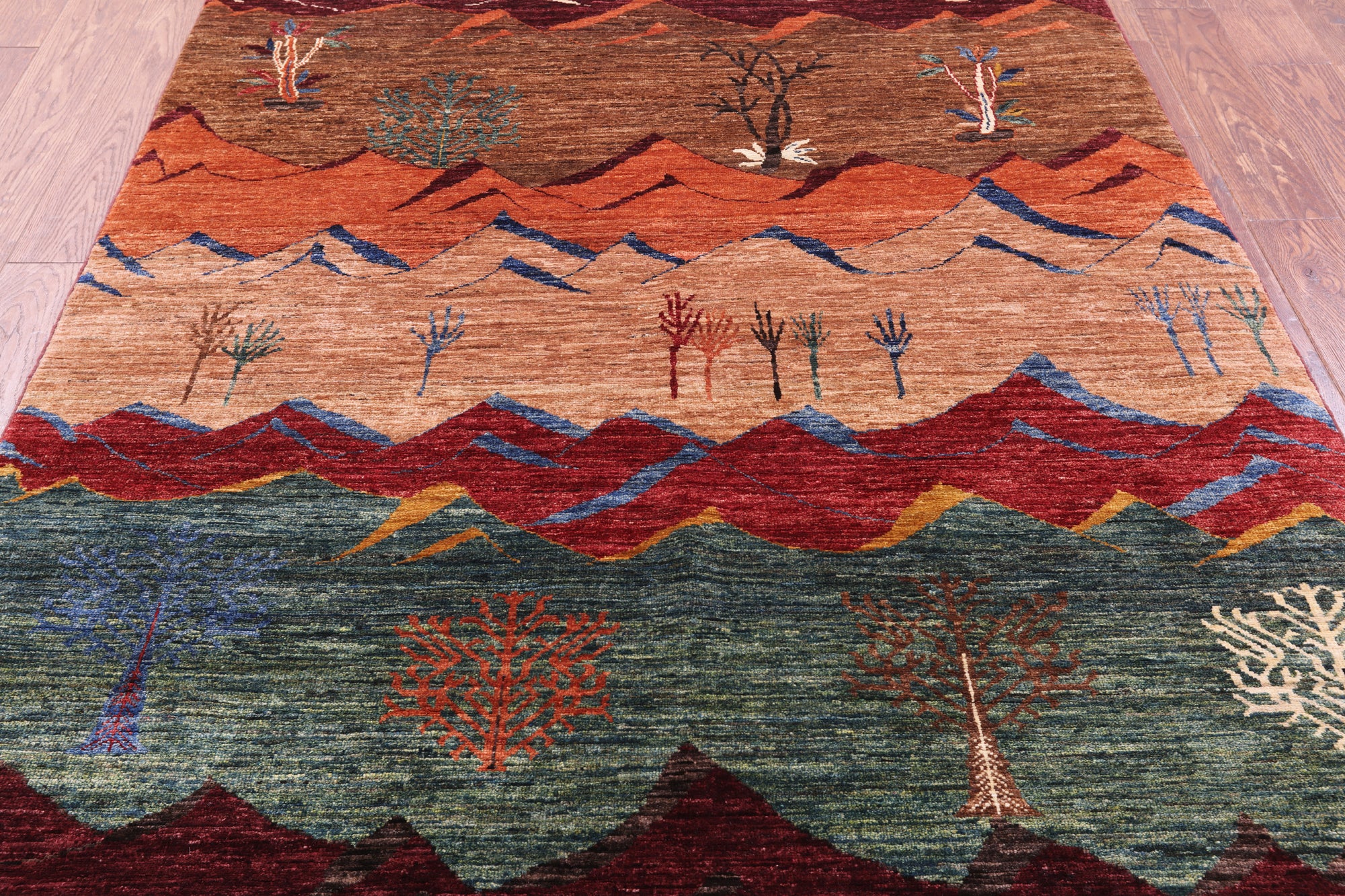 Tribal Persian Gabbeh Hand Knotted Wool Rug - 5' 0" X 6' 7" - Golden Nile