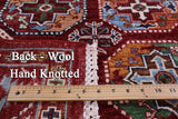 Red Turkmen Ersari Hand Knotted Wool Rug - 4' 1" X 6' 1" - Golden Nile