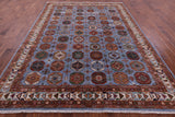 Blue Turkmen Ersari Hand Knotted Wool Rug - 8' 1" X 10' 10" - Golden Nile