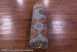 Blue Turkmen Ersari Hand Knotted Wool Rug - 8' 1" X 10' 10" - Golden Nile