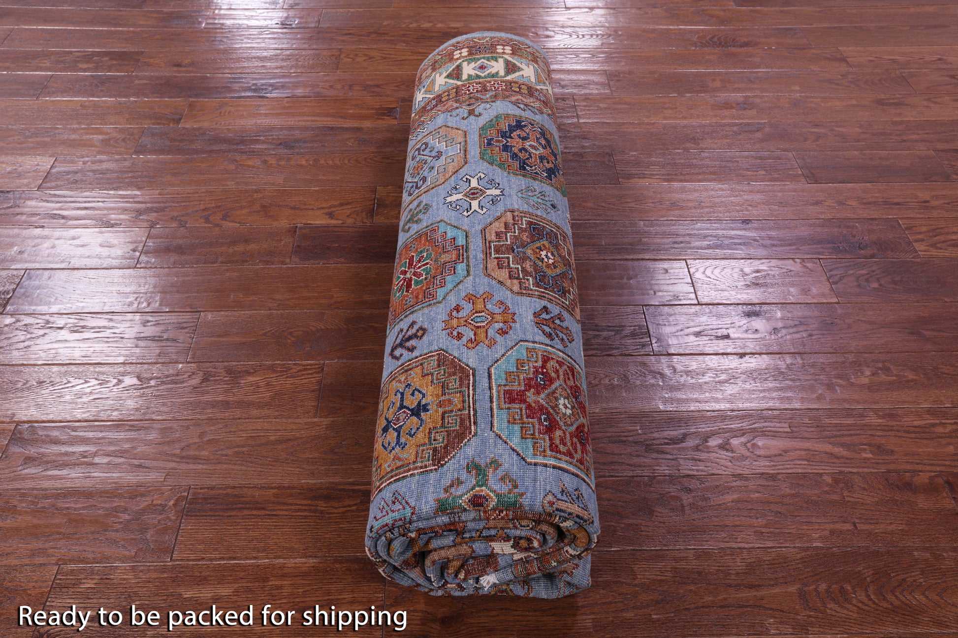 Blue Turkmen Ersari Hand Knotted Wool Rug - 8' 1" X 10' 10" - Golden Nile