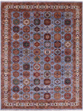 Blue Turkmen Ersari Hand Knotted Wool Rug - 8' 1" X 10' 10" - Golden Nile