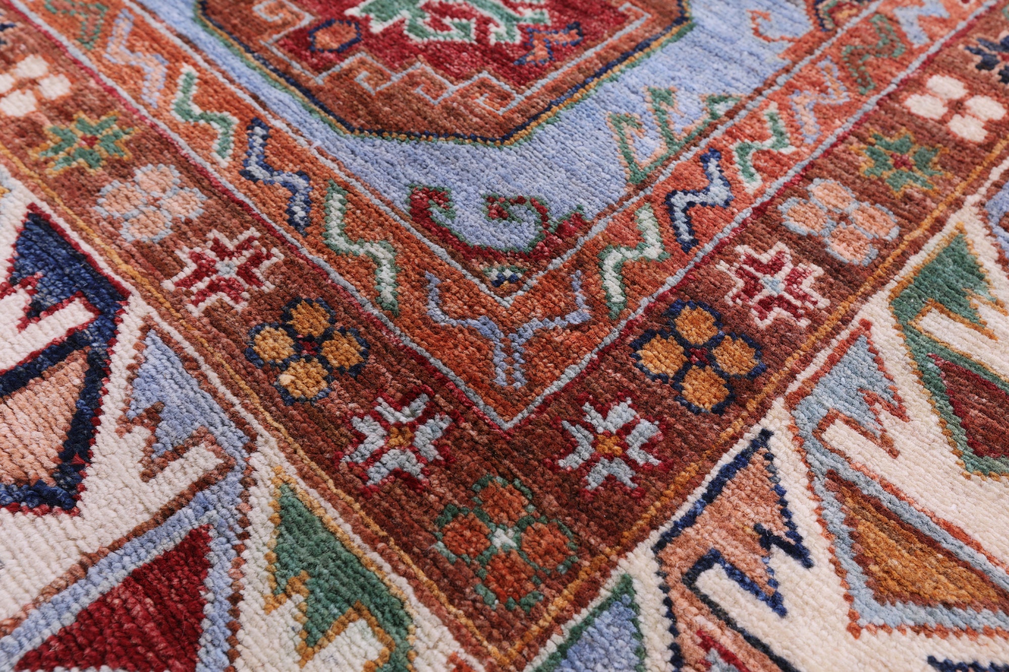 Blue Turkmen Ersari Hand Knotted Wool Rug - 8' 1" X 10' 10" - Golden Nile