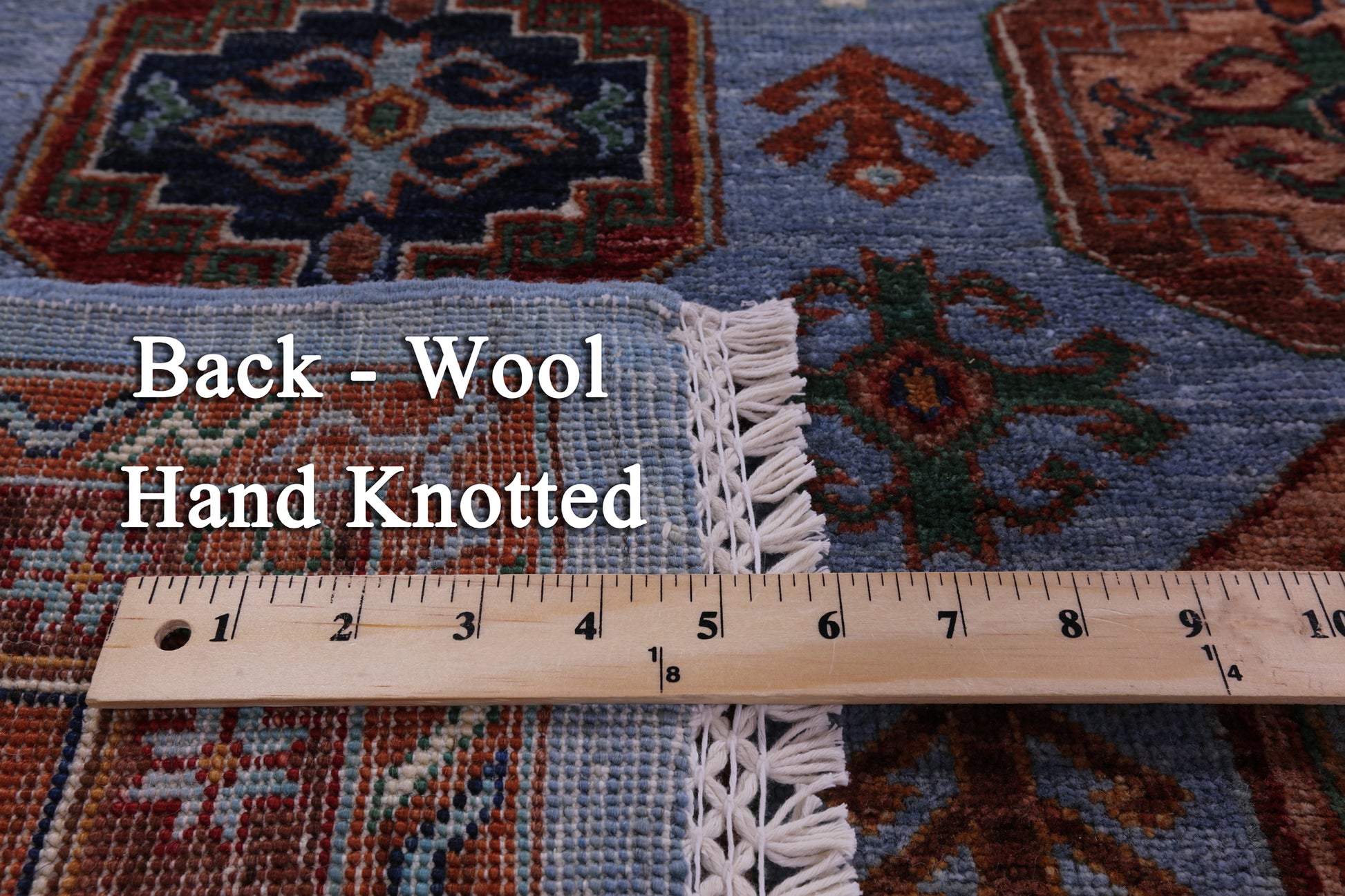 Blue Turkmen Ersari Hand Knotted Wool Rug - 8' 1" X 10' 10" - Golden Nile