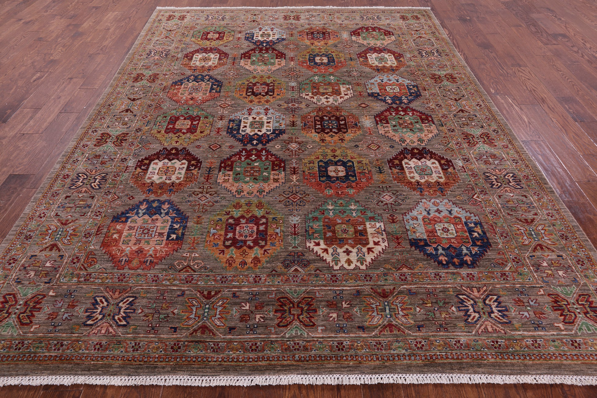 Turkmen Ersari Hand Knotted Wool Rug - 8' 1" X 10' 8" - Golden Nile