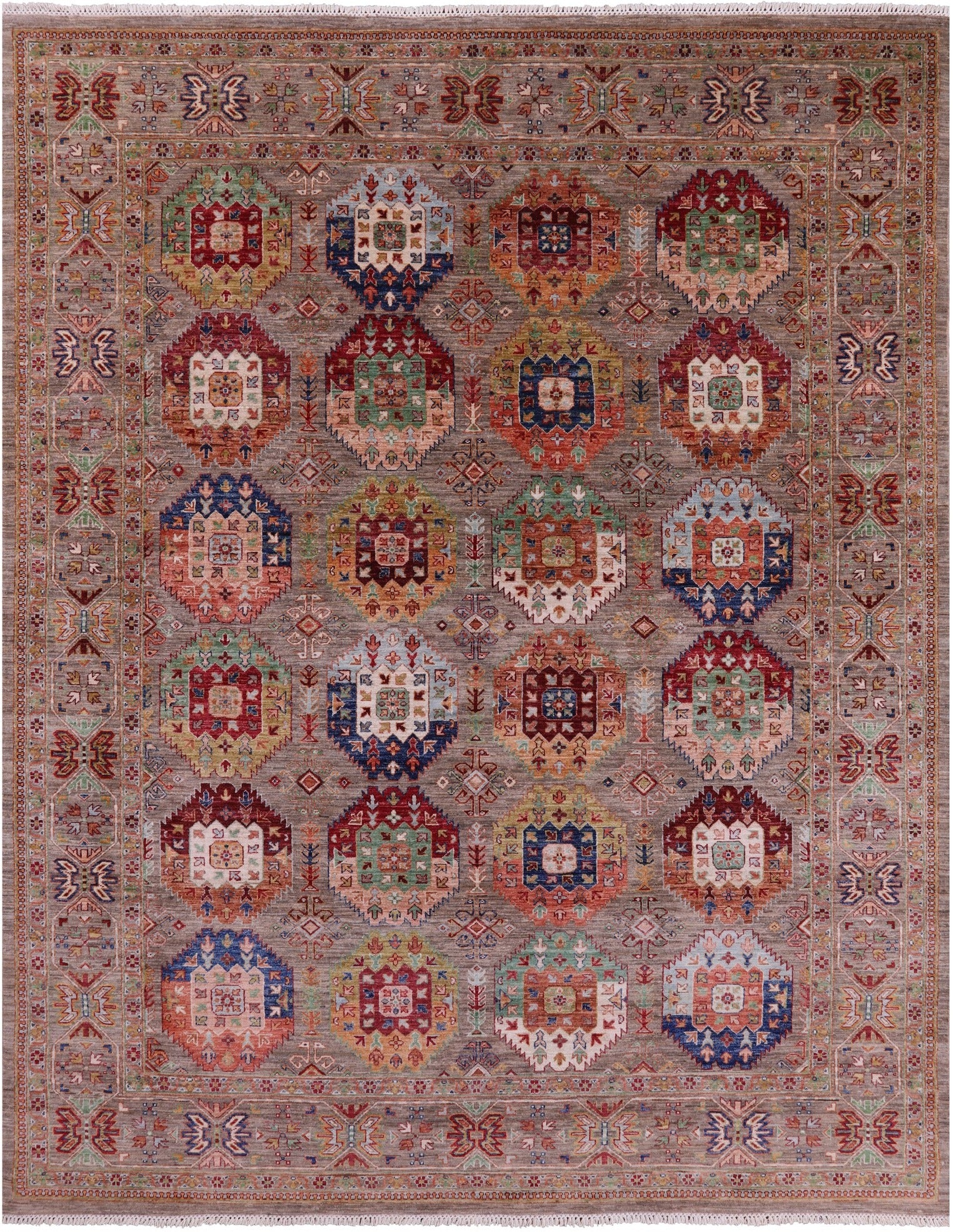 Turkmen Ersari Hand Knotted Wool Rug - 8' 1" X 10' 8" - Golden Nile