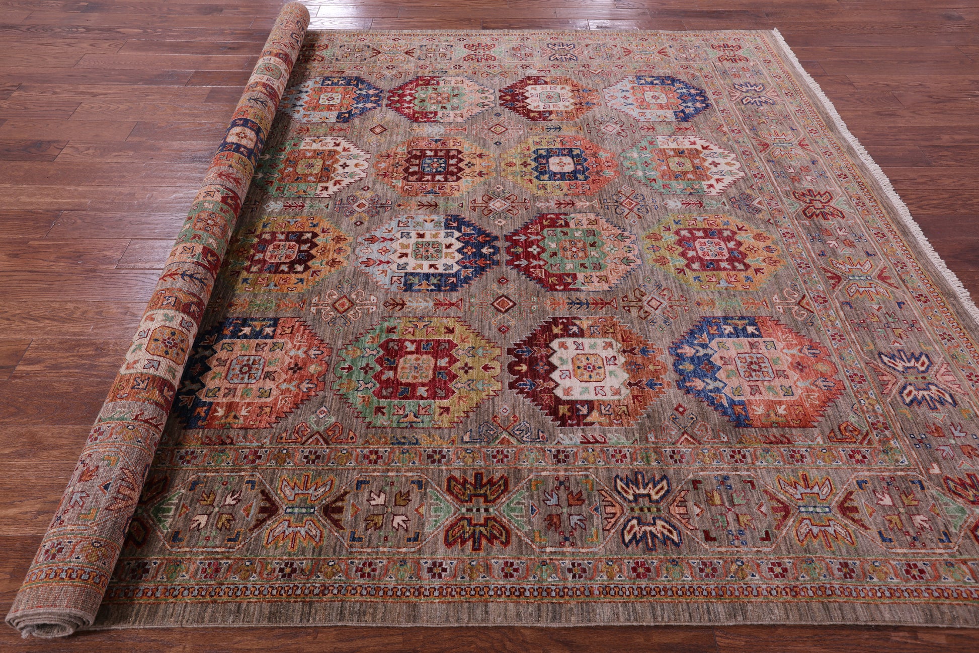 Turkmen Ersari Hand Knotted Wool Rug - 8' 1" X 10' 8" - Golden Nile
