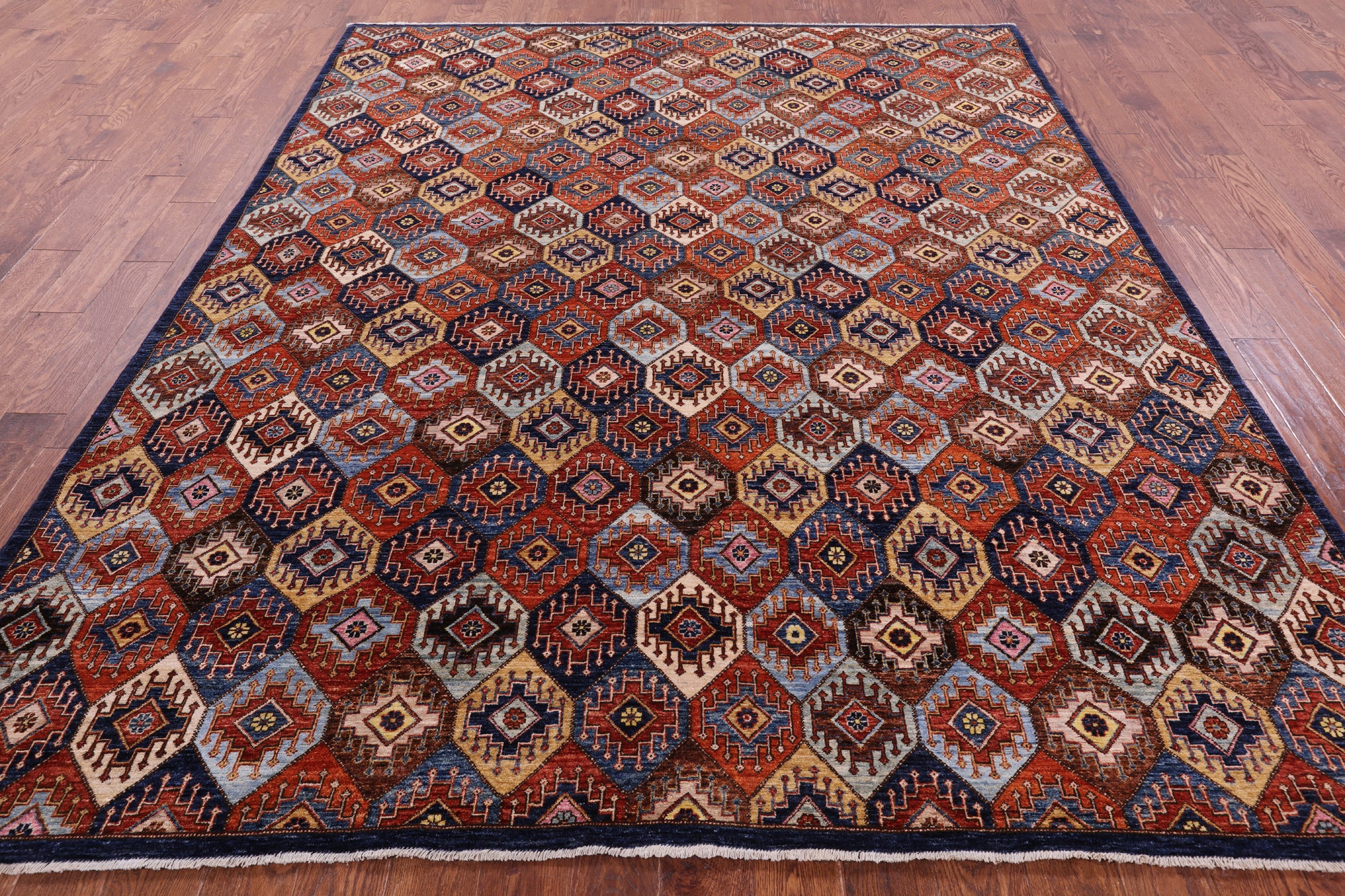 Shall Persian Gabbeh Hand Knotted Wool Rug - 8' 1" X 9' 10" - Golden Nile