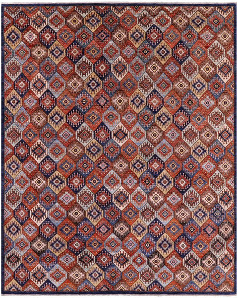 Shall Persian Gabbeh Hand Knotted Wool Rug - 8' 1" X 9' 10" - Golden Nile