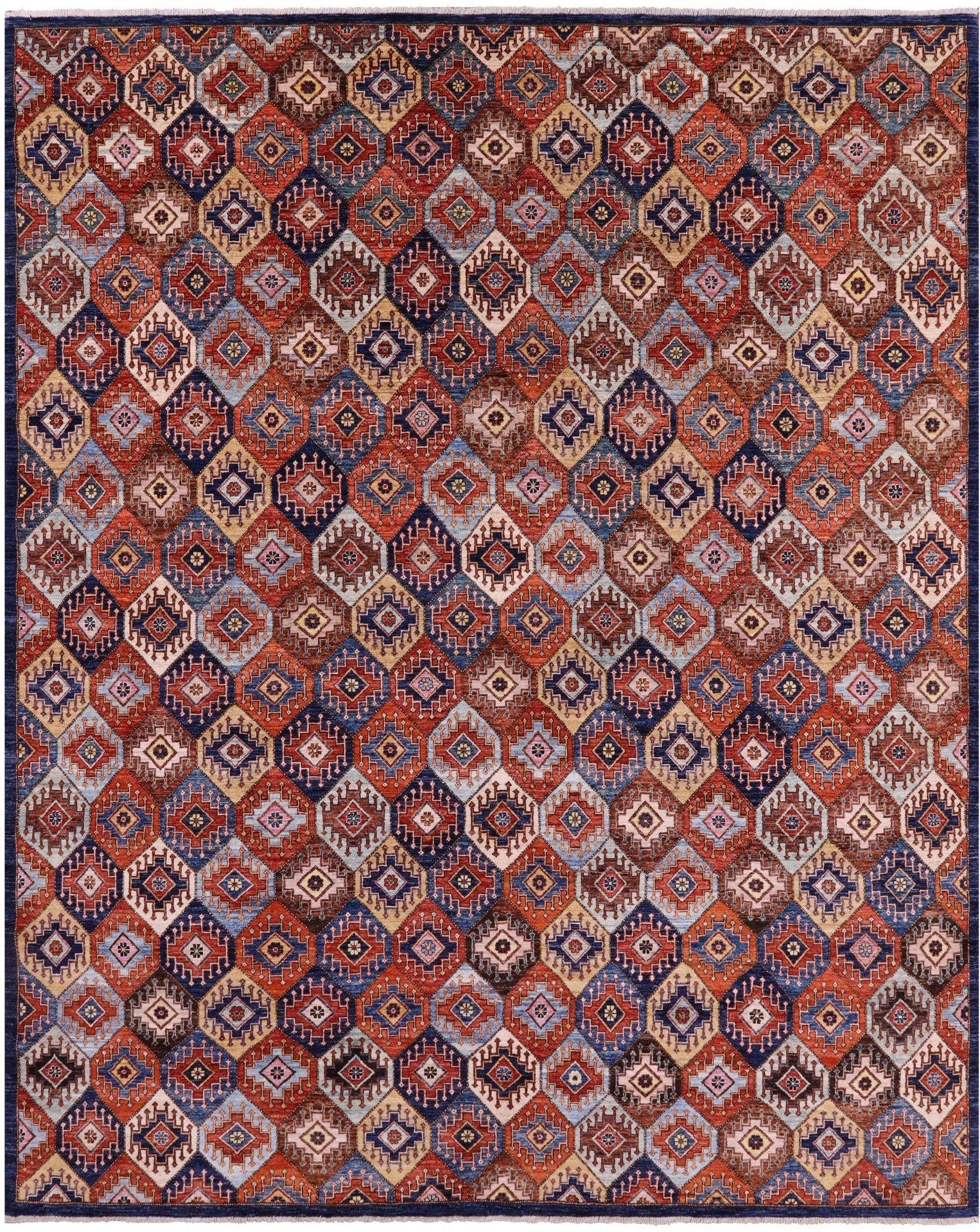 Shall Persian Gabbeh Hand Knotted Wool Rug - 8' 1" X 9' 10" - Golden Nile