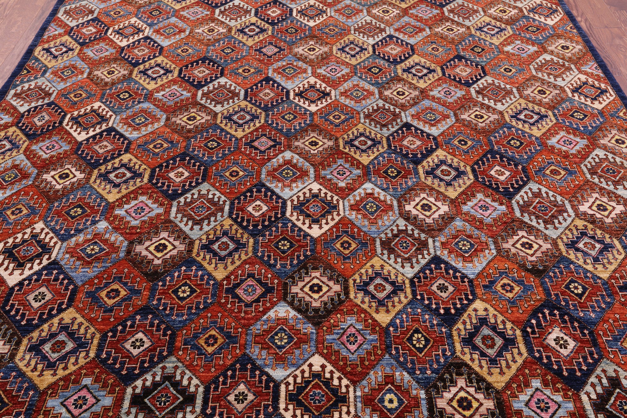 Shall Persian Gabbeh Hand Knotted Wool Rug - 8' 1" X 9' 10" - Golden Nile