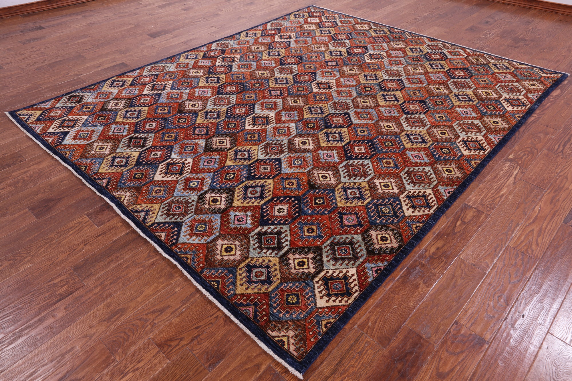 Shall Persian Gabbeh Hand Knotted Wool Rug - 8' 1" X 9' 10" - Golden Nile