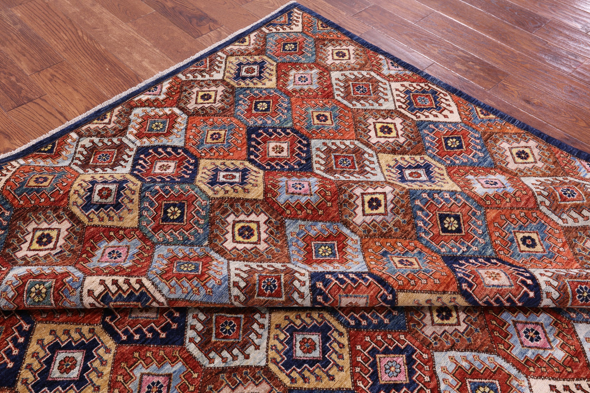 Shall Persian Gabbeh Hand Knotted Wool Rug - 8' 1" X 9' 10" - Golden Nile