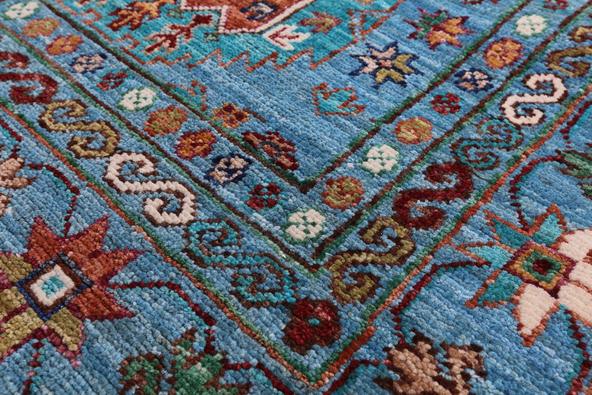 Blue Turkmen Ersari Hand Knotted Wool Rug - 5' 0" X 7' 5" - Golden Nile