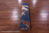 Dragon And Phoenix Design Hand Knotted Wool Rug - 8' 2" X 9' 10" - Golden Nile